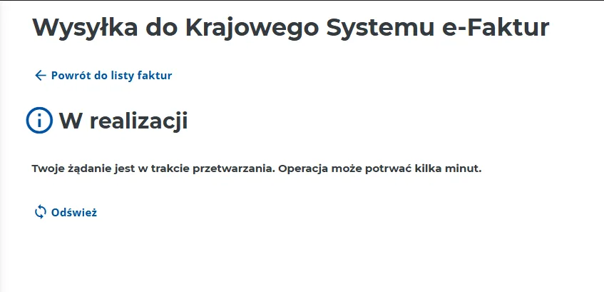 Zrzut ekranu: wyślij fakturę do KSeF