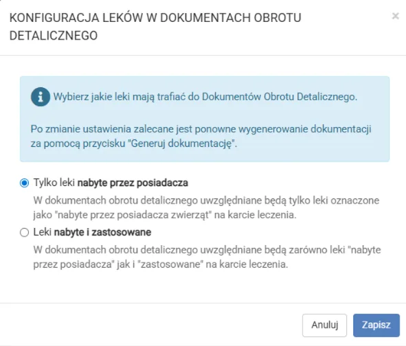 Zrzut ekranu: wybór sposobu ewidencjonowania
