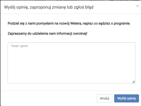 Zrzut ekranu: jak wygląda kontakt z Weter.pl